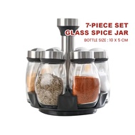 (7-piece Set )MILANDO Seasoning Spice Glass Jar Spice Jar Condiment Bottle Kitchen Organizer Tool (T