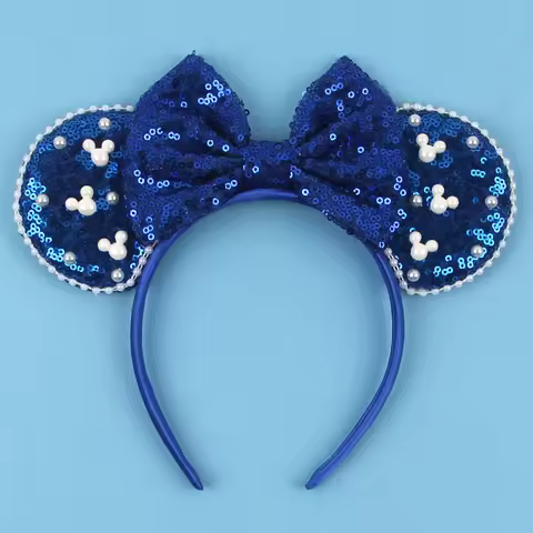 Disney Mickey Amusement Park 3.3"Velvet Ears Headband For Girls Soft Bow Hairband Festival Party Chr