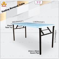 3V 2' x 6' Folding Banquet Table / Foldable Banquet Table with Plastic Table Top