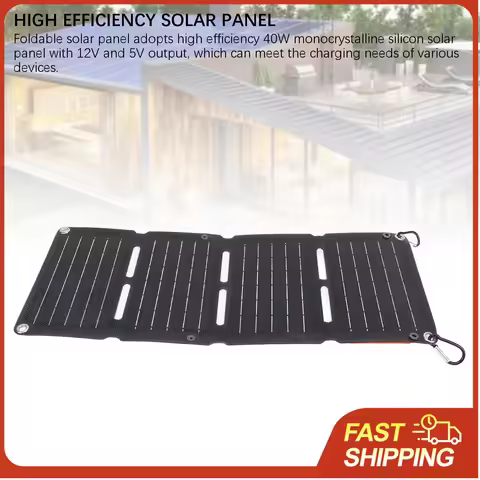 40W Foldable Solar Panel Monocrystalline with QC Fast Charge USB Ports for Outdoor Camping Travel