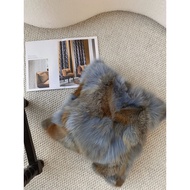 Texdream Attitude Silver Blue Fox Fur Modern Light Luxury Fur Pillow Living Room Sofa Pillowcase wit
