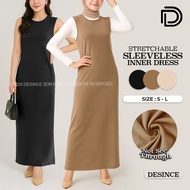 DESINCE Women Stretchable Sleeveless Inner Dress Thick Fabric Straight Cut Long Dress/Inner Dress La