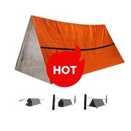 1P Emergency Shelter Tent Kit w/Aluminum Film, Thermal Blanket & Storage Bag