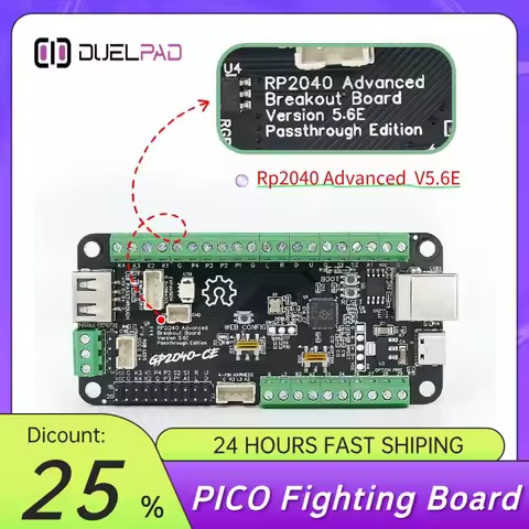 Rp2040 Advanced V5.6E USB Breakout Board Passthrough Edition Arcade Fight Stick Hitbox Buttons Style
