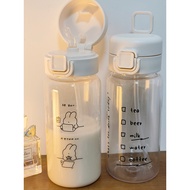 Cute Water Bottle ins Plastic Straw Water Bottle High Temperature Resistant Shock-resistant Student 