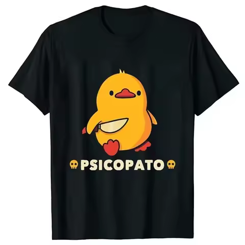 Duck with Knife Funny Clothes Aesthetic New Arrival Mens Clothes Tee Shirt Graphic T-Shirts Men Tshi
