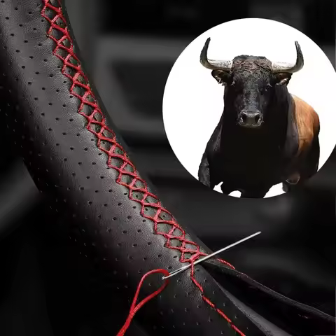 Artificial Leather Steering Wheel Cover Anti-Slip Braiding Cover For Steering Wheel 37cm-38cm Steeri