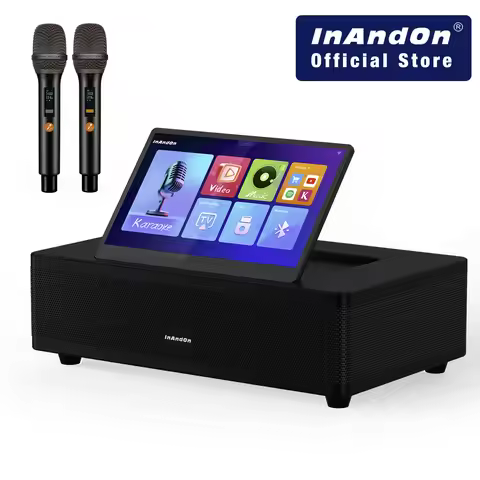 InAndOn M6 Karaoke Machine 12.2" Touch Screen 800W Speaker 2 Wireless Mics YouTube Cloud Library Blu