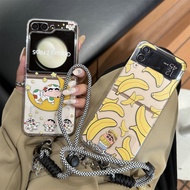 For Samsung zflip7 mobile phone case cartoon banana crayon Xiaoxin ZFlip6 protective case bracelet f