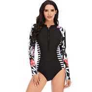 【Exclusive Offer】 Surf Rashguard Long Sleeve Swimwear Women One Piece Swimsuit Rash Guard Swimsuit Bathing Suit Beach Wear Bodysuit Monokini