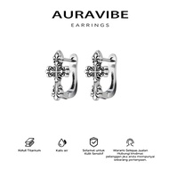 AURAVIBE-Subang Titanium Steel Salib Lelaki dan Wanita Anti Karat Tahan Lasak Gaya Kasual