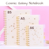 [Ready Stock]B5 A5 A6 Plastic Waterproof Cover Cosmic Galaxy Wire O notebook  study planner with 6 color plastic divider
