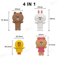 2IN1/4IN1 Line Friends ของแท้100% ตุ๊กตาประดับเครื่องประดับการ์ตูนสติกเกอร์แบบมินิสติกเกอร์ตกแต่งตุ๊