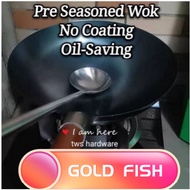 &lt;&gt;TOP BRAND Pre-Seasoned Traditional Non-coated Carbon Steel Pow Wok with Wooden/Cast iron wok/