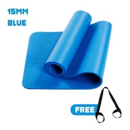 15MM NBR Yoga Mat FREE STRAP EXTRA THICK Non-Slip Soft High Density Mat Gym Aerobic Home Fitness Exe
