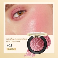 KIMUSE Lighting Glow Baked Blush Long-lasting & Waterproof Powder Natural Shimmer Finish Blusher Bla