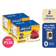 Buy 2 boxes of Equal Gold No Calorie Sweetener 50 Sticks, get FREE Nescafe Gold