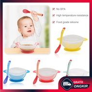 Gratis Ongkir - Set Mangkok Sendok Bayi Sensor Panas Anti Tumpah / Alat Makan Set MPASI Bayi
