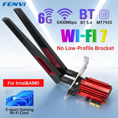 fenvi WiFi 7 PCIe Wireless Adapter Bluetooth 5.4 Tri Band 6G/5G/2.4Ghz 10DBi Antennas MT7925 WiFi7 N