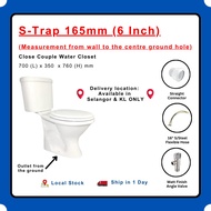 6 inch 165MM S-Trap White Ceramic Water closet WC Close Coupled Ceramik Tandas Duduk Ready Stock 马桶