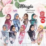 TUDUNG BAWAL INSTANT BIDANG 50 MIKAYLA AURA AFIQAH HIJAB LABUH PRINTED CHIFFON AWNING SCUBA BAWAL SA