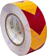[ALL STAR TRUCK PARTS] Yellow Red Arrow Reflective Tape, 2" Hazard Warning Tape Waterproof - High Intensity Reflector Conspicuity Safety Construction Strong Adhesive Crystal Lattice (2 IN x 150 FT)