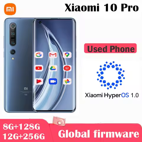 Xiaomi 10 Pro Smarphone Mi 5G HyperOS 1.0 Snapdragon 865 Cellphone 108 MP Camera 4500mAh Battery And
