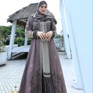 SyariStyle- Gamis Rebecca Set Scraf Trevana Full Ceruty Printing Muslim Wanita