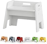 AVDAR Wooden Step Stool for Kids, 14” One Step Stool for Toddlers, Heavy Duty Non-tip Non-Slip Kids