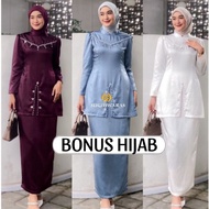 (READY Jumbo) FAYRA Oneset Satin Press Body Baju Kurung Melayu Malaysia Kebaya Graduation Modern Par