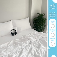Bộ chăn mền ga gối GONI CHILL màu Trắng Trơn - Ga drap giường bo chun cao 4-25cm kích thước 1m 1m2 1