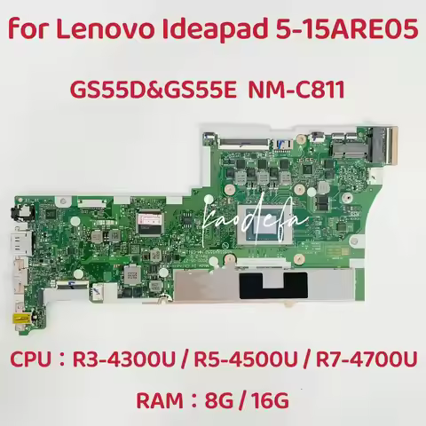 GS555D&GS55E NM-C811 For Lenovo Ideapad 5-15ARE05 Motherboard CPU:R5-4500U R7-4700U RAM:8G / 16G FRU