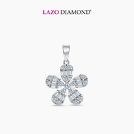 LAZO DIAMOND Cherry Blossom Round & Baguette Diamond Pendant in 18k White Gold