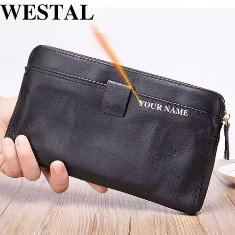 WESTAL Men's Clutch Bag Cellphone Clutch Wallet Purse for Men Large Travel Business Hand Bag Phone C