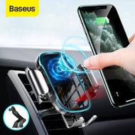 Baseus Wireless Charger Car Phone Holder for iPhone 14 13 Pro Max 12 11 Pro Max Samsung Note 10  15W Charging Auto Car Charger HuaWei XiaoMi Vivo Suction Cup and Air outlet Phone Holder