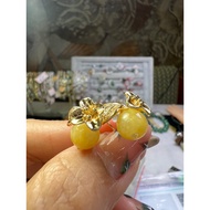 Yellow Jadeite 14k Gold Stud Earrings