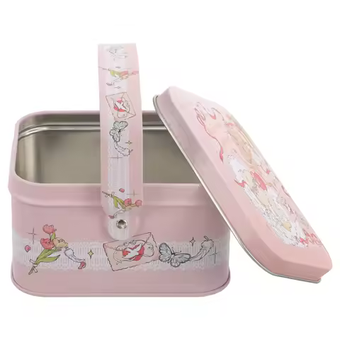 Small Storage Tin Box Mini Metal Treasure Tea Container Decorative Keepsake Case Lid Tin Baking Cake