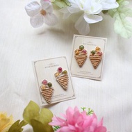 Six Cats 天然碧璽 金屬線編織 甜筒 耳環 耳針 禮物