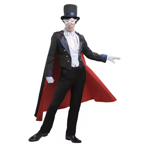 Anime Cosplay Costume Adult Men Tuxedo Dinner Clothes Full Suit Uniform Mask Halloween Cosplay Magic
