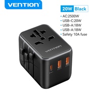 Vention 20W Universal Travel Adapter 2 pin to 3 pin Converter Fast Charge International Travel Adapt