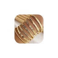 17Pcs Gold Bangle Bracelets Set for Women - Multi Layer Stackable Textured Bracelets Indian Bangles 