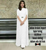 (ZAYIN FASHION) KAFTAN RATU BROKAT PUTIH FULL BROKAT FIT XL LD 100 CM FREE DALAMAN FREE ACCESORIES D