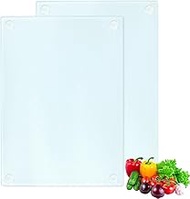 Glass Chopping Board, Set of 2, Safety Glass with Silicone Feet, Glass Chopping Board, Dishwasher Sa
