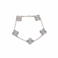 Van Cleef & Arpels VintageAlhambra中號五花手鏈鐳射新扣18K白金S-M碼白金手鍊／手環