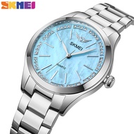 SKMEI Top Luxury Original Brand Ladies Watch Elegant Diamond Stainless Steel Strap Quartz Fashion Lady Clock Waterproof Watch