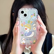 Photo frame airbag case for iphone 14promax 11 13 12 7Plus X XS Max Cartoon sweet duck cover