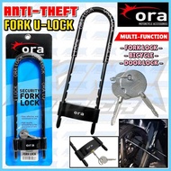 ORA Security Fork Lock U Lock Anti Theft Motorcycle Universal Heavy Duty Quality Door Lock Kunci For