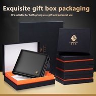 LAORENTOU Men's Wallets Bovine Leather Bifold Wallets with Zipper Coin Pocket Casual Men