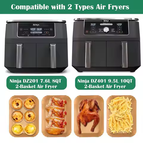 Air Fryer Liners Disposable for Ninja Airfryer 8.7x5.5" Rectangle Parchment Paper for Air Fryer Dual