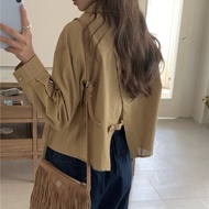 Korea chic Age-Reducing Retro Temperament Simple Back Button Short Shirt 9883